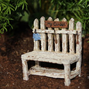 Picket Fence Potting Bench Rustic Fairy Garden Decor Miniature