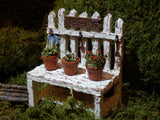 Picket Fence Potting Bench Rustic Fairy Garden Decor Miniature