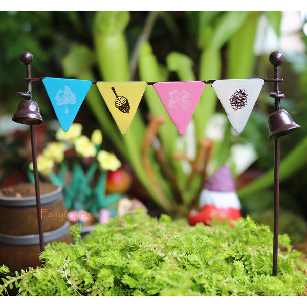 Pastel Bunting Flags Miniature Fairy Garden Decor