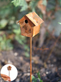 Vintage Rustic Birdhouse Pick Miniature Fairy Garden Decor