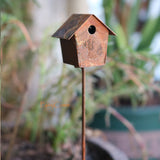 Vintage Rustic Birdhouse Pick Miniature Fairy Garden Decor