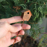 Vintage Rustic Birdhouse Pick Miniature Fairy Garden Decor