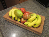 Handcrafted Solid Mahogany Wood Fruit Tray Rustic Primitive Large 16 x 8 x 2"