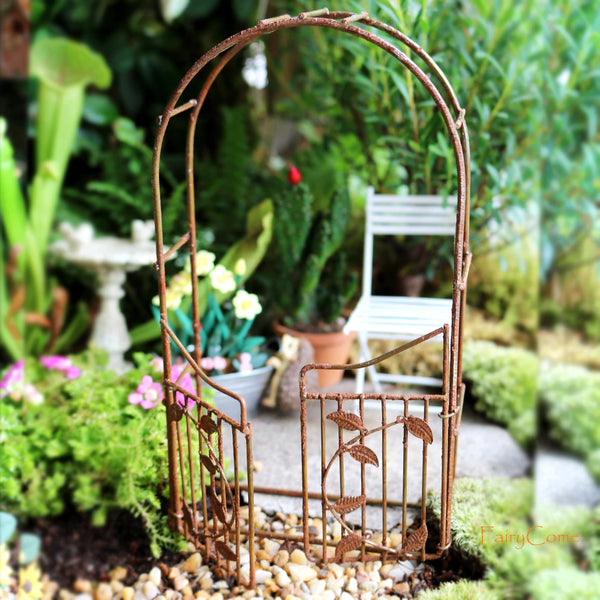 Rustic Vintage Garden Arch Gate Arbor Miniature Fairy Garden Decor