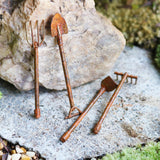 4 Pc Rustic Vintage Garden Tools Miniature Fairy Garden Decor