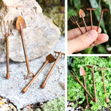 4 Pc Rustic Vintage Garden Tools Miniature Fairy Garden Decor